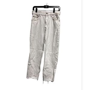 DHK Zara Jeans Women's Size 6 28 Off White Button Fly Straight Leg‎ Raw Hem